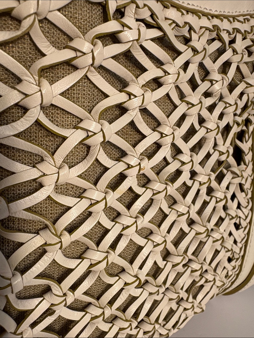 Cole Haan - *Read* Sierra Open Weave SP06 - Rare White Leather Cream Woven Tote - Picture 3 of 16